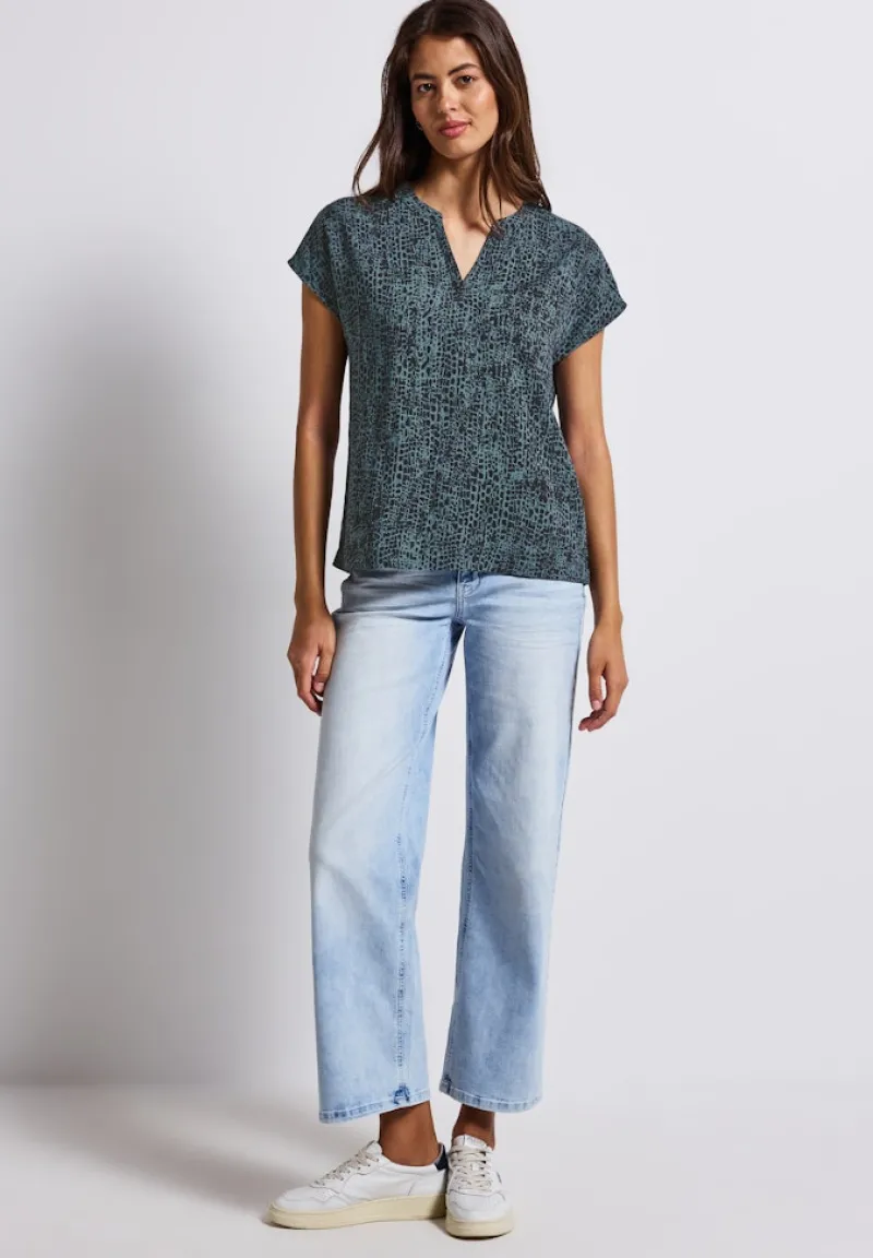 Street One Blusen*Snake Print Blusenshirt deepwater blue