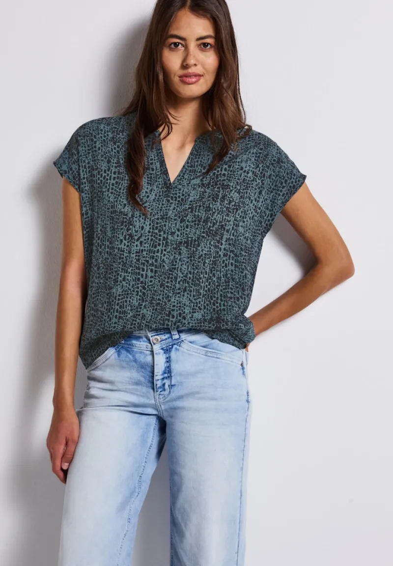 Street One Blusen*Snake Print Blusenshirt deepwater blue
