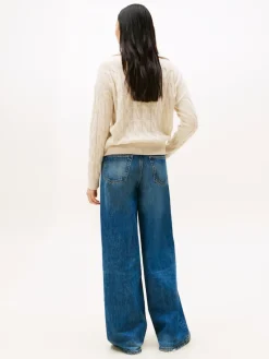 Tommy Hilfiger Pullover & Sweatshirts*SOFT WOOL CABLE 1/2 ZIP LS SWT heather oatmilk