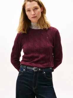 Tommy Hilfiger Pullover & Sweatshirts*SOFT WOOL CABLE C-NK LS SWT deep burgundy