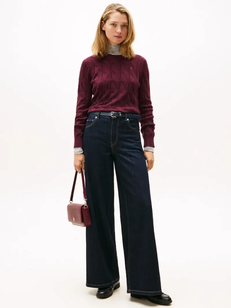 Tommy Hilfiger Pullover & Sweatshirts*SOFT WOOL CABLE C-NK LS SWT deep burgundy