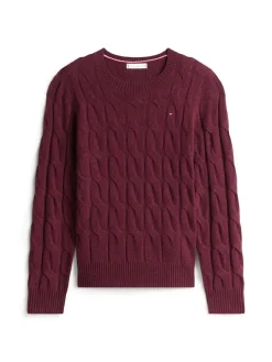 Tommy Hilfiger Pullover & Sweatshirts*SOFT WOOL CABLE C-NK LS SWT deep burgundy