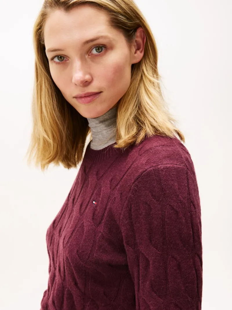 Tommy Hilfiger Pullover & Sweatshirts*SOFT WOOL CABLE C-NK LS SWT deep burgundy