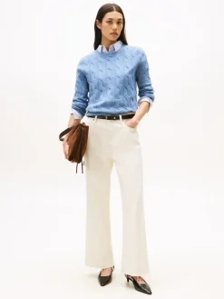 Tommy Hilfiger Pullover & Sweatshirts*SOFT WOOL CABLE C-NK LS SWT brisk blue