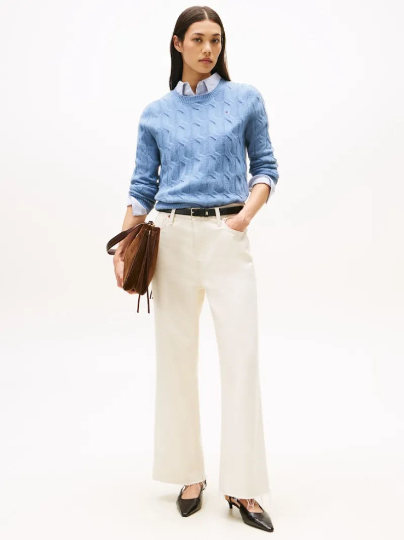 Tommy Hilfiger Pullover & Sweatshirts*SOFT WOOL CABLE C-NK LS SWT brisk blue