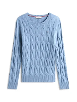 Tommy Hilfiger Pullover & Sweatshirts*SOFT WOOL CABLE C-NK LS SWT brisk blue
