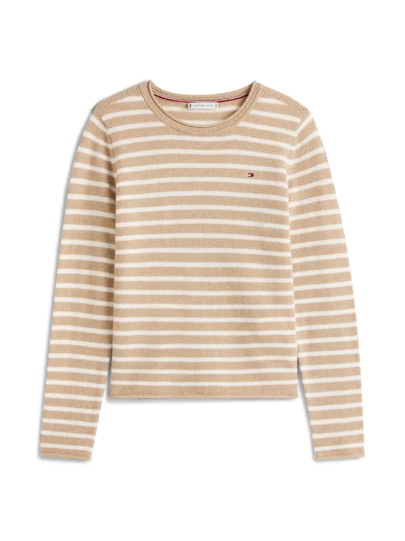 Tommy Hilfiger Pullover & Sweatshirts*SOFT WOOL C-NK LS SWEATER safari canvas htr-ivory petal stp