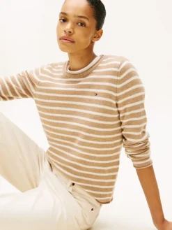 Tommy Hilfiger Pullover & Sweatshirts*SOFT WOOL C-NK LS SWEATER safari canvas htr-ivory petal stp