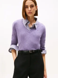 Tommy Hilfiger Pullover & Sweatshirts*SOFT WOOL V-NK LS SWEATER lilac heather