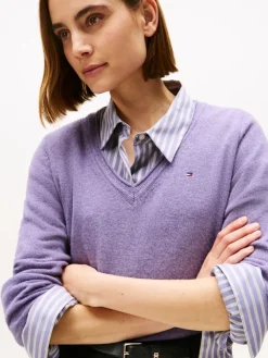Tommy Hilfiger Pullover & Sweatshirts*SOFT WOOL V-NK LS SWEATER lilac heather