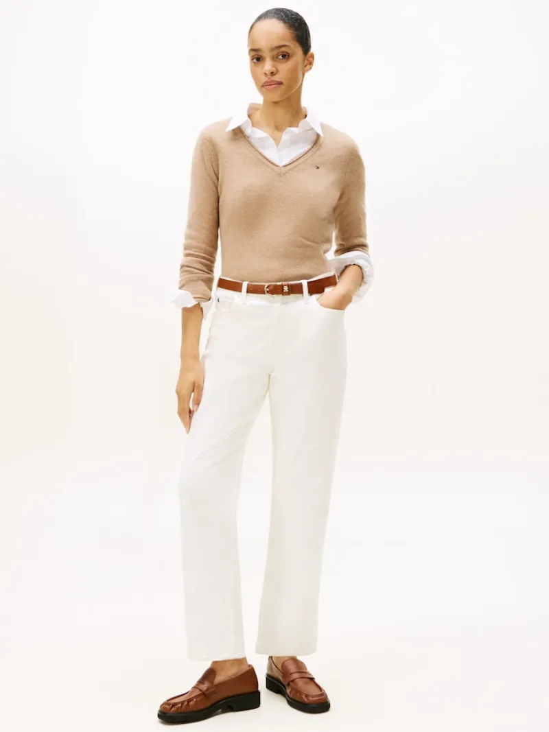 Tommy Hilfiger Pullover & Sweatshirts*SOFT WOOL V-NK LS SWEATER safari canvas heather