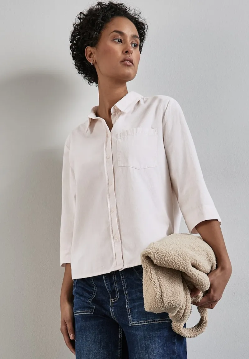 Street One Blusen*Softe Cord-Bluse lucid white