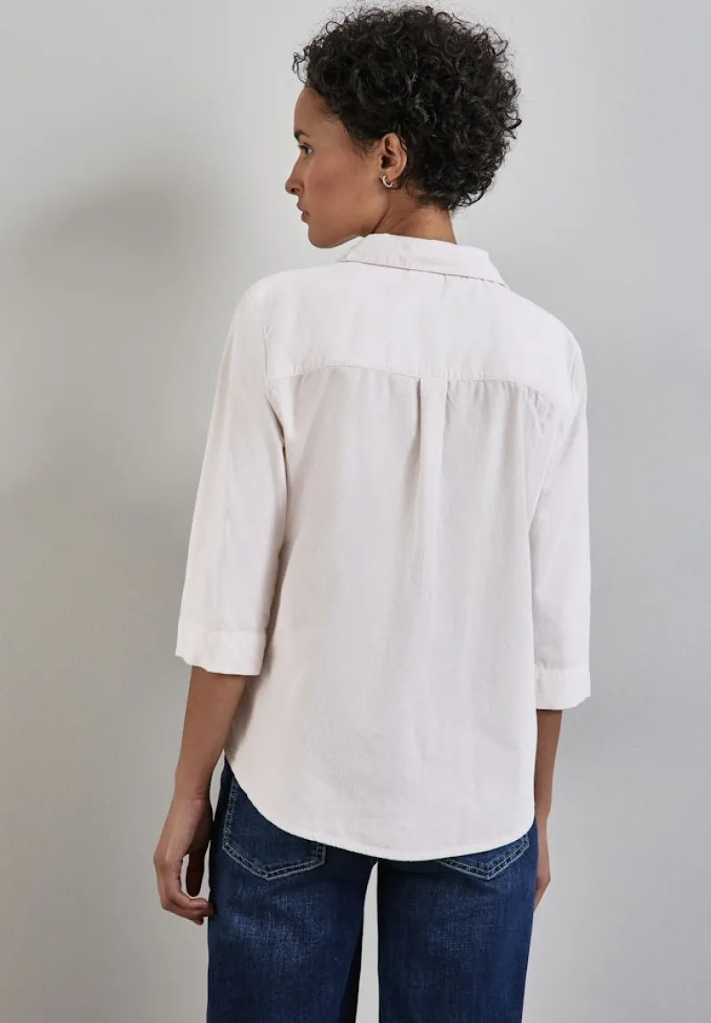 Street One Blusen*Softe Cord-Bluse lucid white