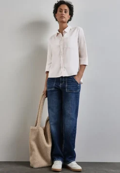 Street One Blusen*Softe Cord-Bluse lucid white
