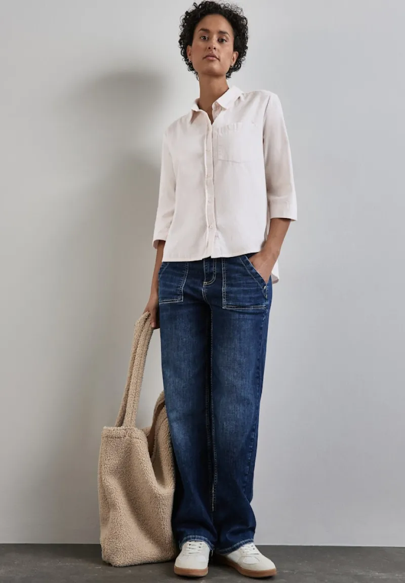 Street One Blusen*Softe Cord-Bluse lucid white