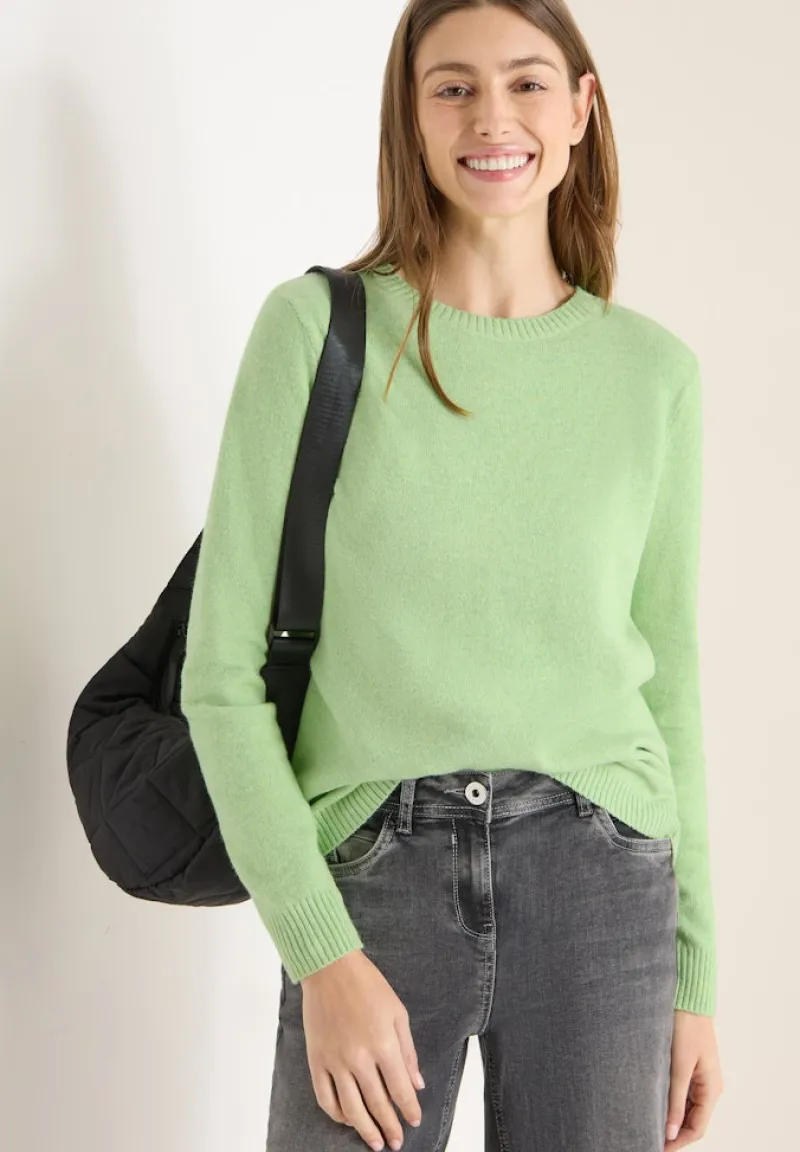 Cecil Pullover & Sweatshirts*Softer Pullover in Unifarbe bamboo green melange
