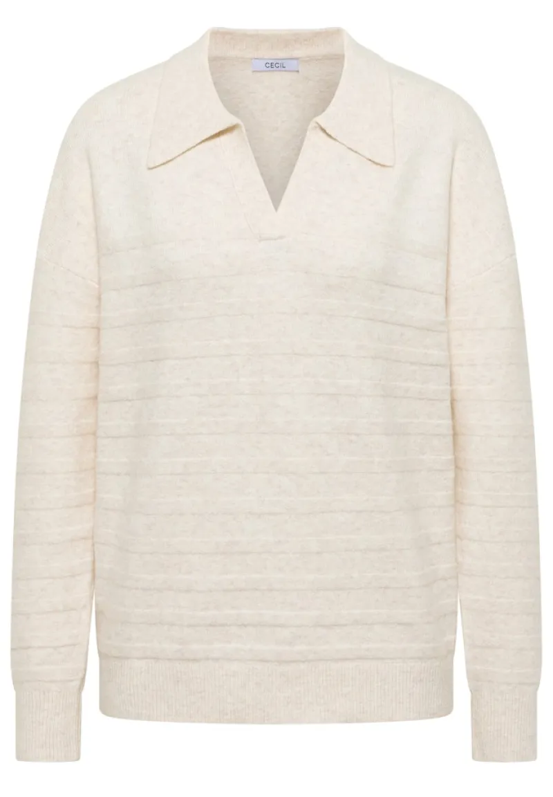 Cecil Pullover & Sweatshirts*Softer Strukturpullover oat milk beige melange