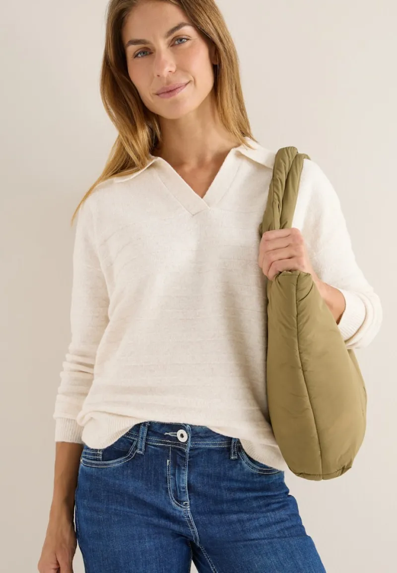 Cecil Pullover & Sweatshirts*Softer Strukturpullover oat milk beige melange