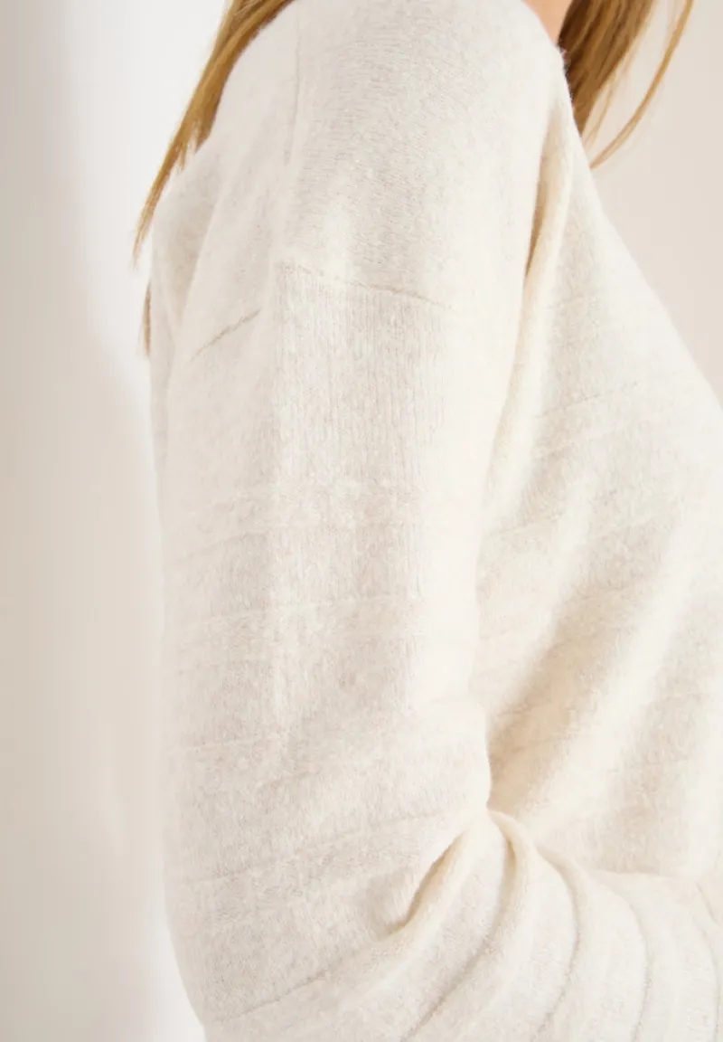 Cecil Pullover & Sweatshirts*Softer Strukturpullover oat milk beige melange