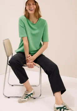 Cecil Shirts*Softes Cupro Touch T-Shirt fennel green