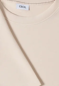 Cecil Shirts*Softes Cupro Touch T-Shirt oat milk beige