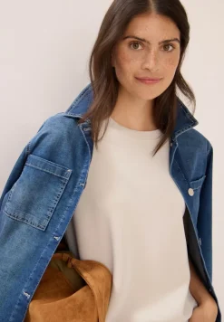 Cecil Shirts*Softes Cupro Touch T-Shirt oat milk beige