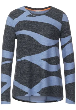 Street One Pullover & Sweatshirts*Softes Printshirt cozy blue melange