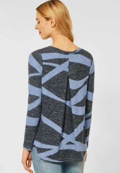 Street One Pullover & Sweatshirts*Softes Printshirt cozy blue melange