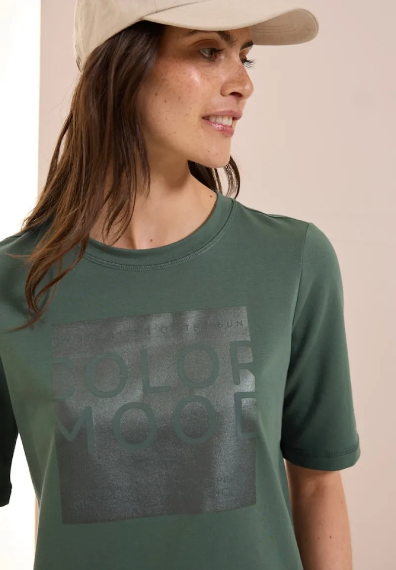 Cecil Shirts*Softes Shirt mit Folienprint dark balmy khaki