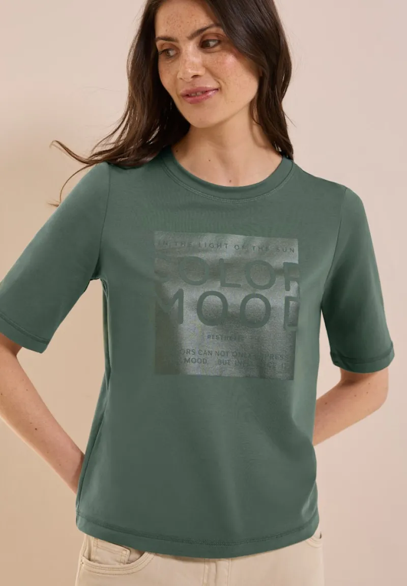 Cecil Shirts*Softes Shirt mit Folienprint dark balmy khaki
