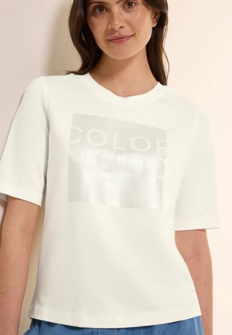 Cecil Shirts*Softes Shirt mit Folienprint vanilla white