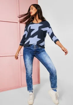 Street One Shirts*Softes Shirt mit Muster mighty blue melange