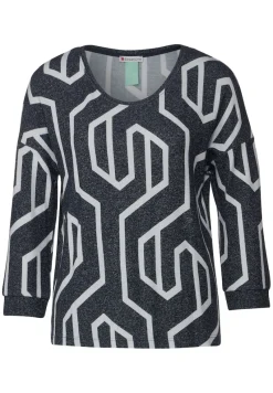 Street One Shirts*Softes Shirt mit Print deep blue melange