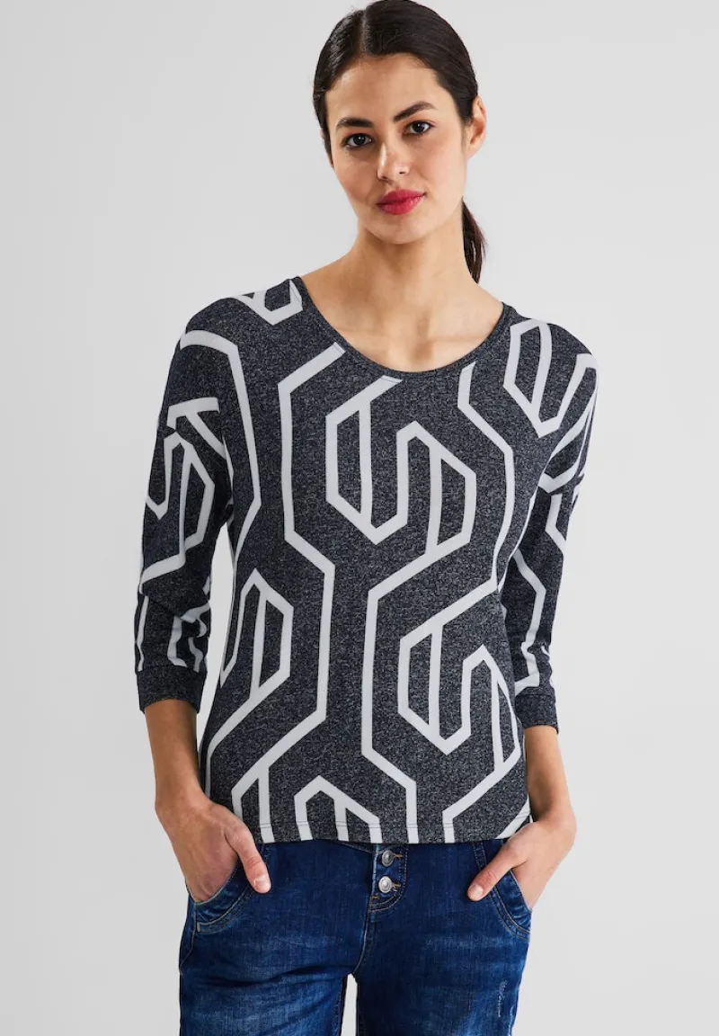 Street One Shirts*Softes Shirt mit Print deep blue melange