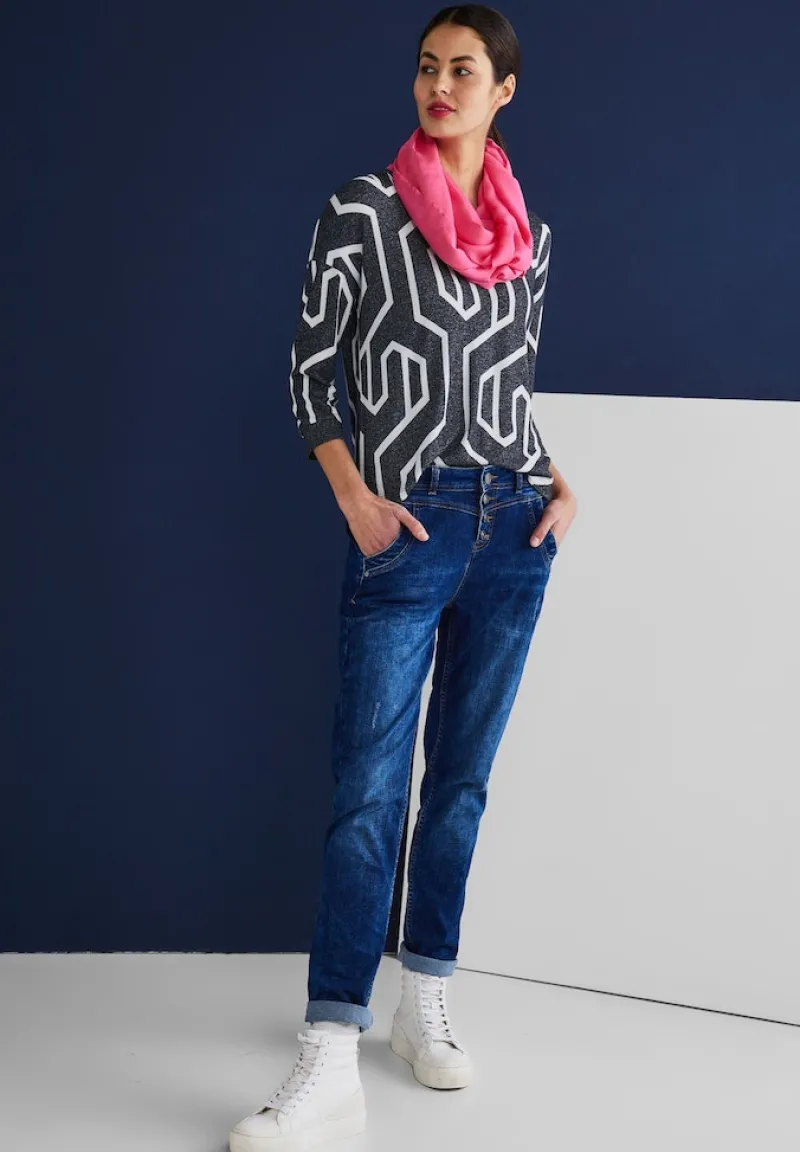 Street One Shirts*Softes Shirt mit Print deep blue melange