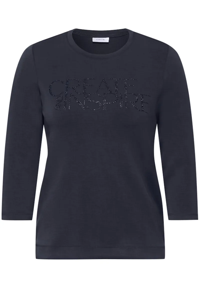 Cecil Pullover & Sweatshirts*Softes Shirt mit Wording universal blue