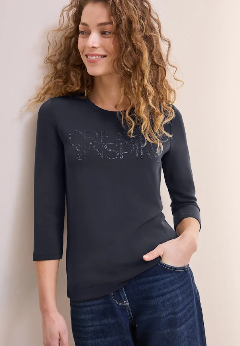 Cecil Pullover & Sweatshirts*Softes Shirt mit Wording universal blue