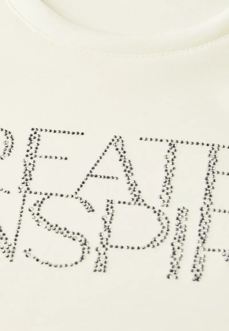 Cecil Pullover & Sweatshirts*Softes Shirt mit Wording vanilla white