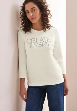 Cecil Pullover & Sweatshirts*Softes Shirt mit Wording vanilla white