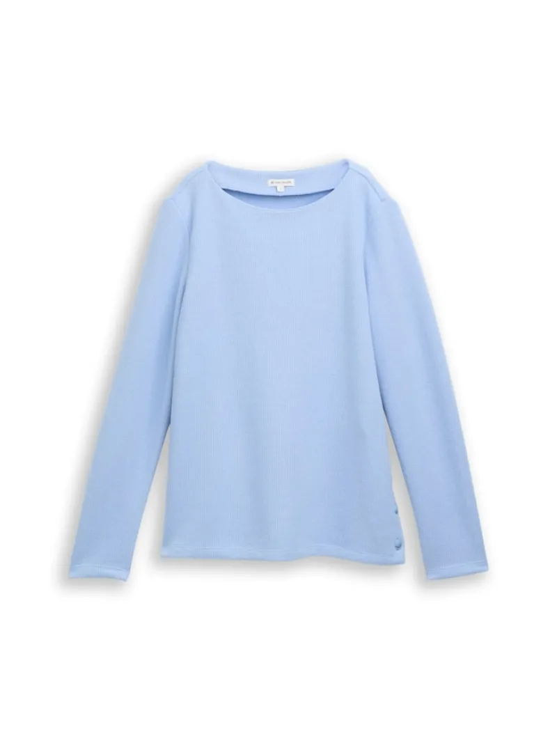 Tom Tailor Pullover & Sweatshirts*Soft-Touch Sweatshirt mit Knopf-Details mid blue melange
