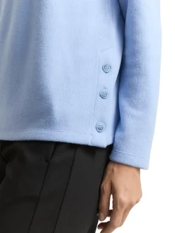 Tom Tailor Pullover & Sweatshirts*Soft-Touch Sweatshirt mit Knopf-Details mid blue melange
