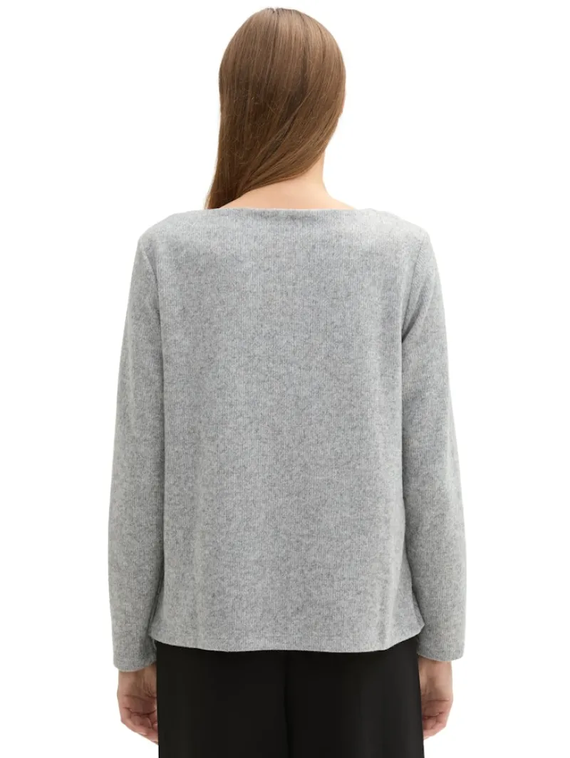 Tom Tailor Pullover & Sweatshirts*Soft-Touch Sweatshirt mit Knopf-Details medium silver grey melange