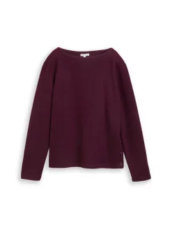 Tom Tailor Pullover & Sweatshirts*Soft-Touch Sweatshirt mit Knopf-Details dark red mélange