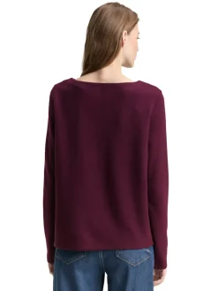 Tom Tailor Pullover & Sweatshirts*Soft-Touch Sweatshirt mit Knopf-Details dark red mélange