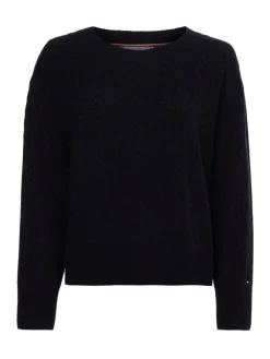 Tommy Hilfiger Pullover & Sweatshirts*SOFTWOOL CABLE C-NK SWEATER desert sky