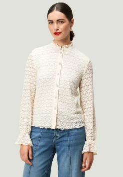 Zero Blusen*Spitzenbluse mit Knopfleiste Eggnog