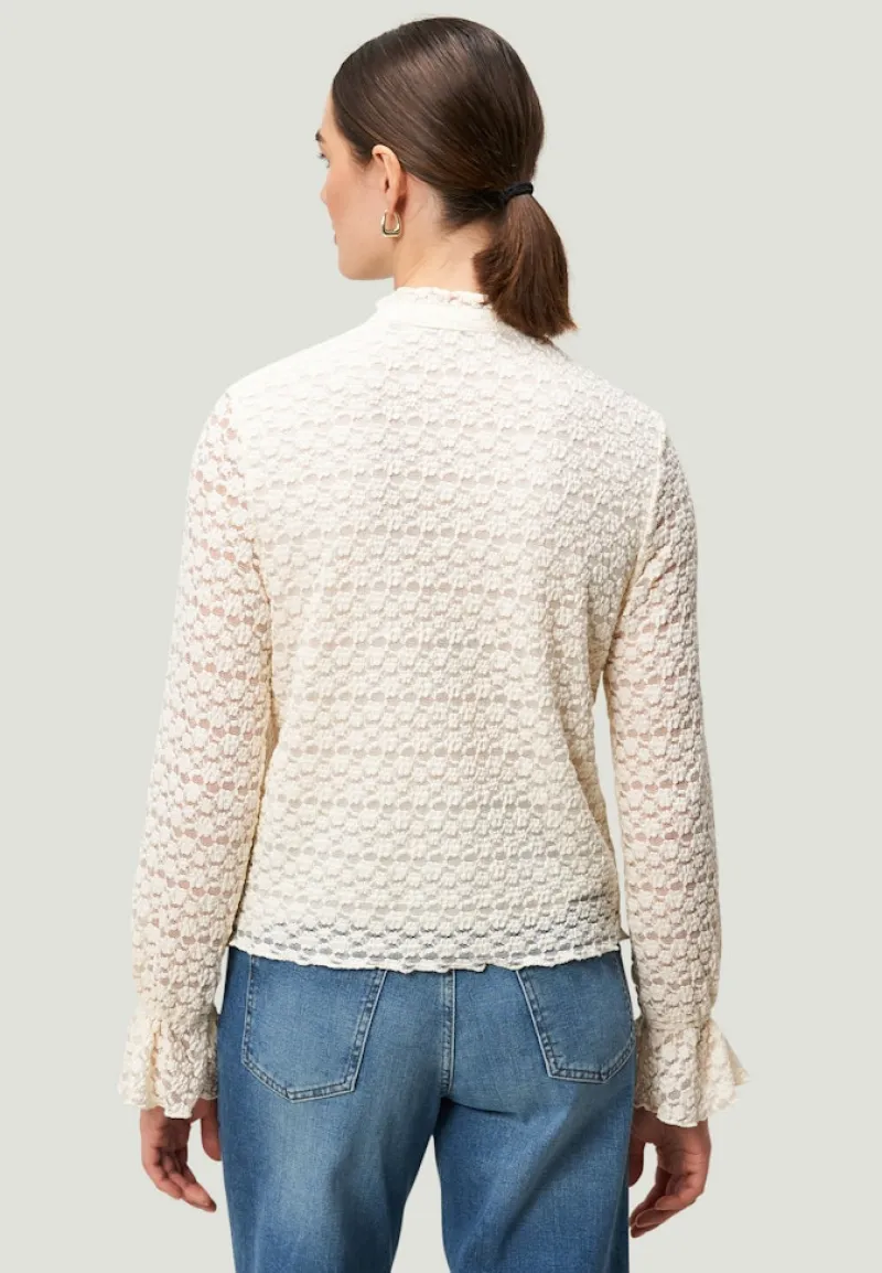 Zero Blusen*Spitzenbluse mit Knopfleiste Eggnog