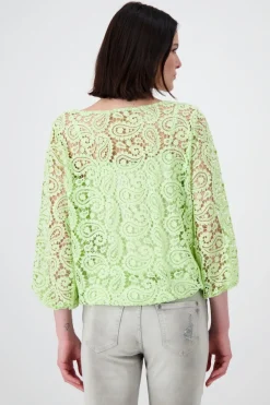 Monari Pullover & Sweatshirts*Spitzenshirt mit U Boot Ausschnitt pastell green