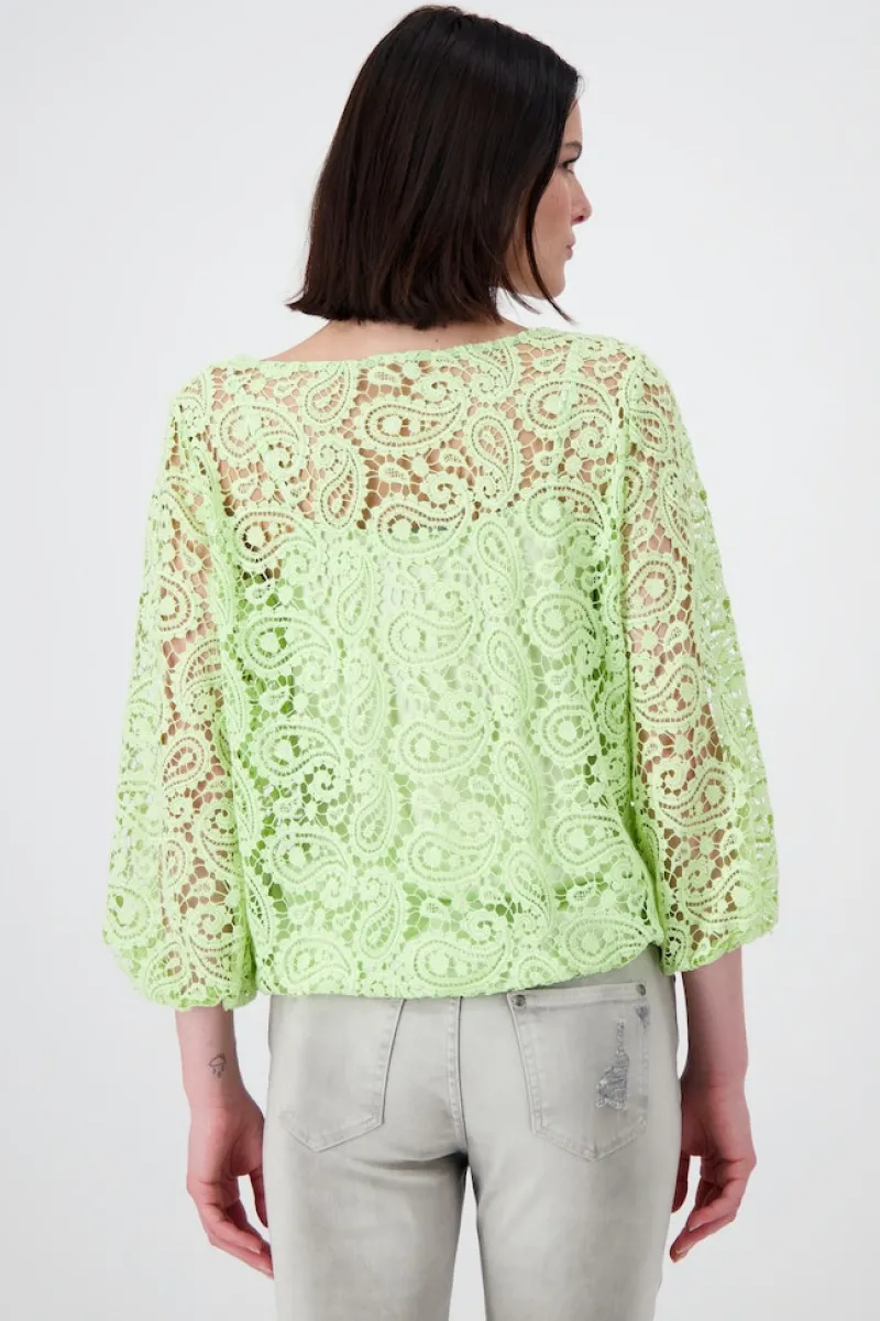 Monari Pullover & Sweatshirts*Spitzenshirt mit U Boot Ausschnitt pastell green