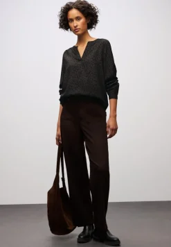 Street One Blusen*Split Neck Leo Bluse darkest brown